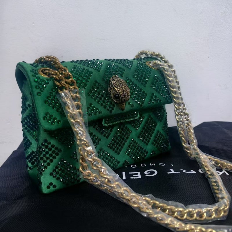 حقيبة كتف كروس بادي من كورت جيجر البريطانية مع رأس نسر مزينة بالأحجار الكريمة متعددة الألوان عتيقة عالية الجودة - Image 2